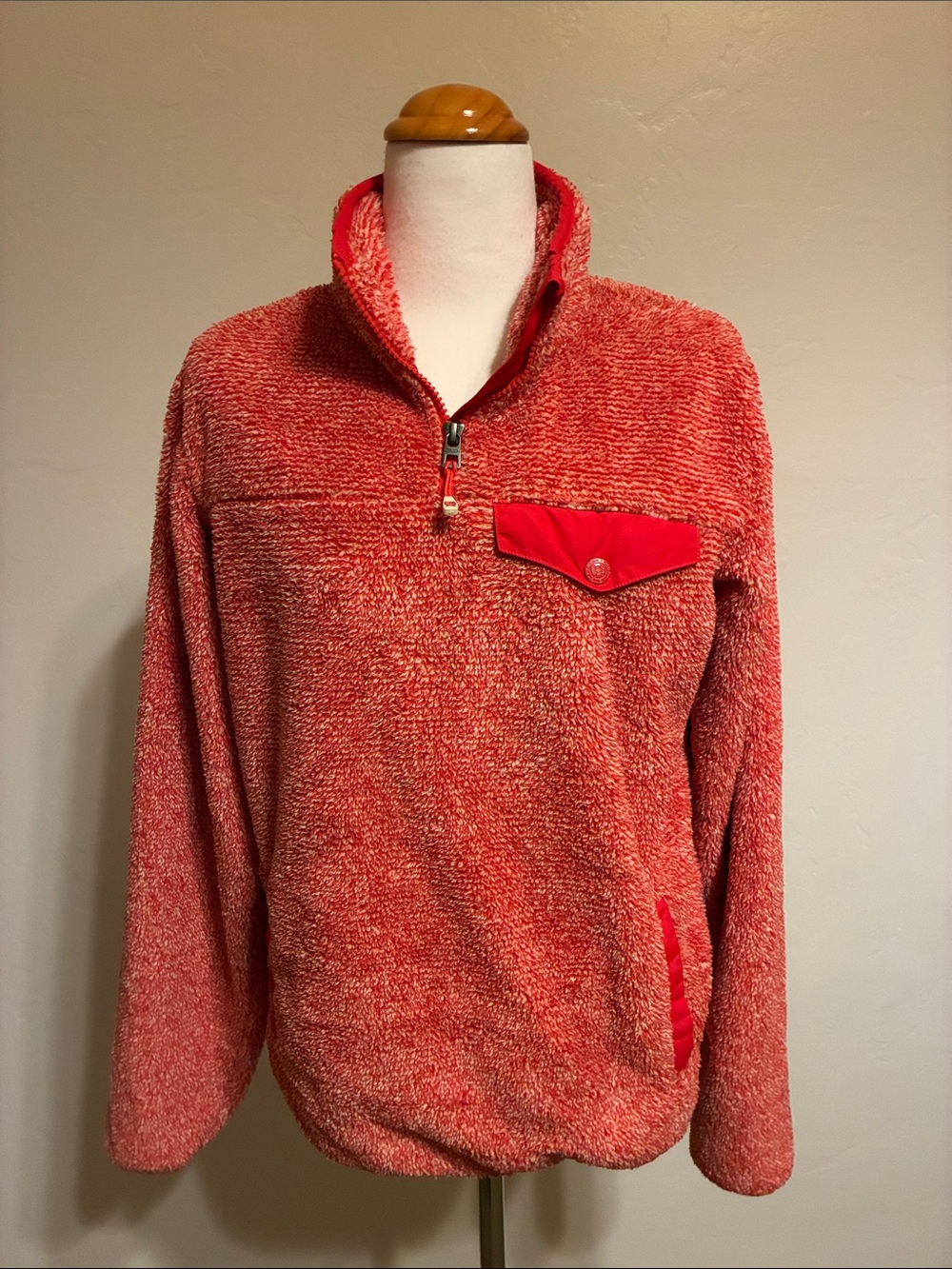 Cinch Women's Red Two-Tone Fleece Pullover Jacket Size Small